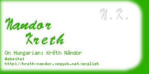 nandor kreth business card
